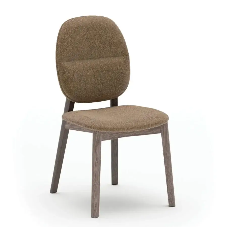 Exceptional Ozzio Italia Giotto chair crafted with solid ash wood and skillfully handmade brown leather with gray-brown matte finish