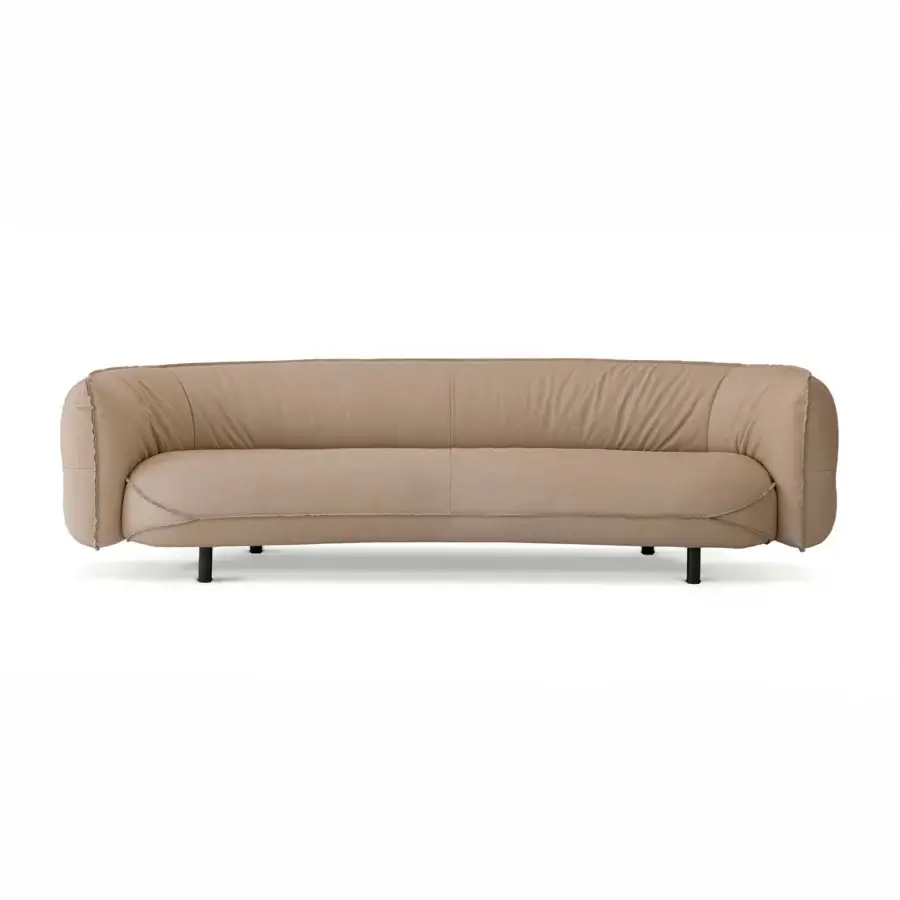Distinguished Cierre1972 Seed sofa upholstered in uniform beige textile with subtly contrasting dark metal legs