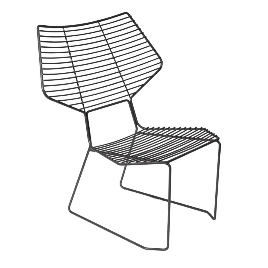 Elegant Casamania Alieno lounge chair with angular geometric form crafted in matte black painted metal