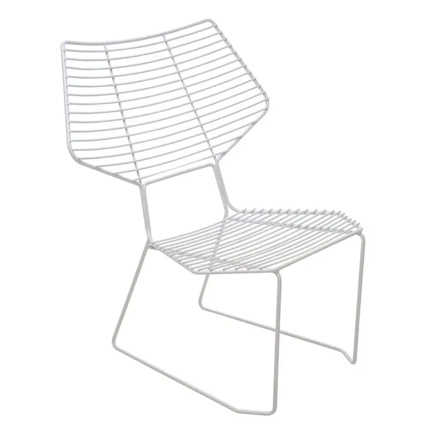 Exceptional Casamania Alieno lounge chair with geometric silhouette crafted in painted metal and matte white finish