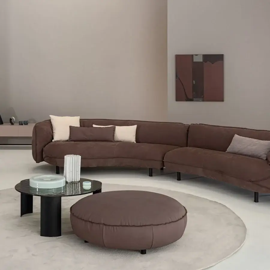 Superior Cierre1972 Seed ottoman with uniform brown textile and matte finish offers absolute comfort