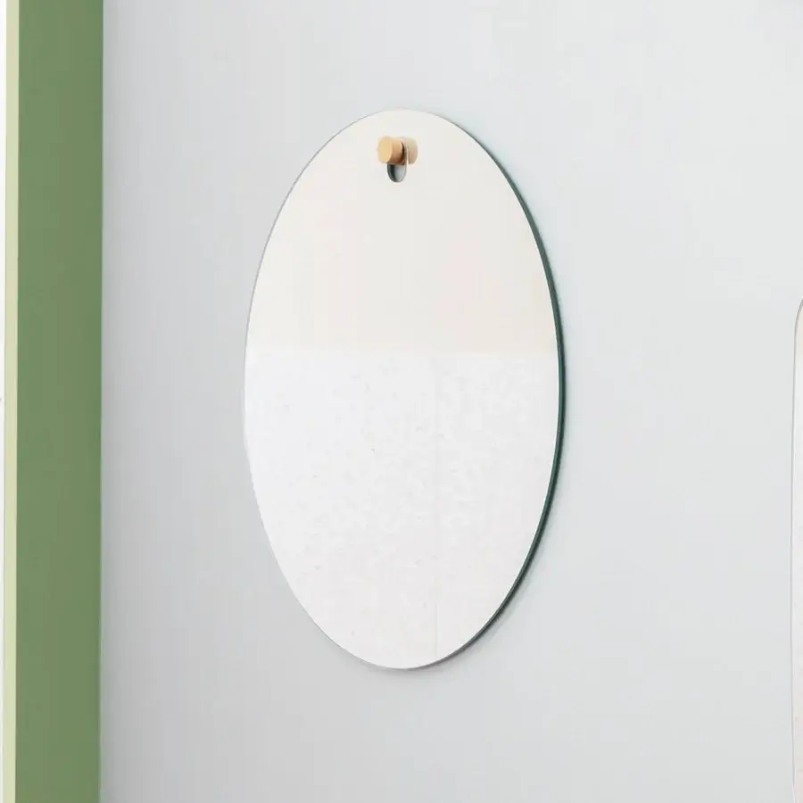 Exceptional Miniforms Les Brother mirror crafted in Italy with creamy and textured white surfaces plus pale wood mounting