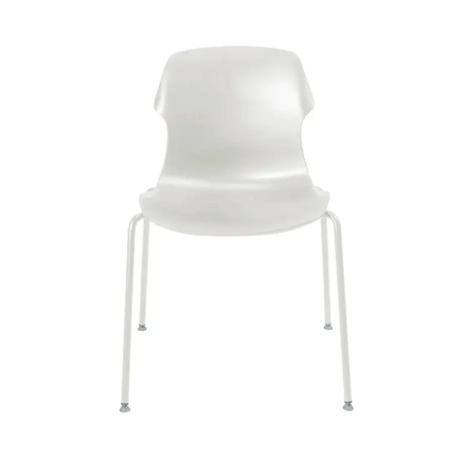 Elegant Casamania Stereo chair with matte white plastic and glossy metal legs built for contemporary spaces