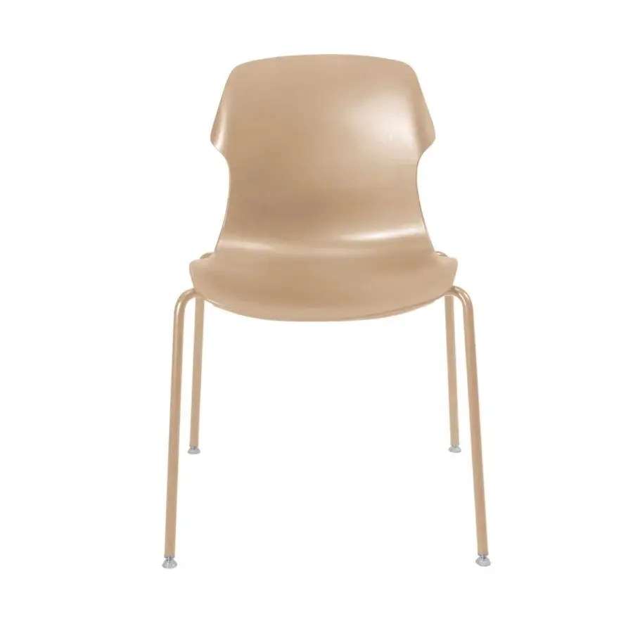 Sophisticated Casamania Stereo chair built in Italy with tan plastic and sleek metal legs showcasing curved lines