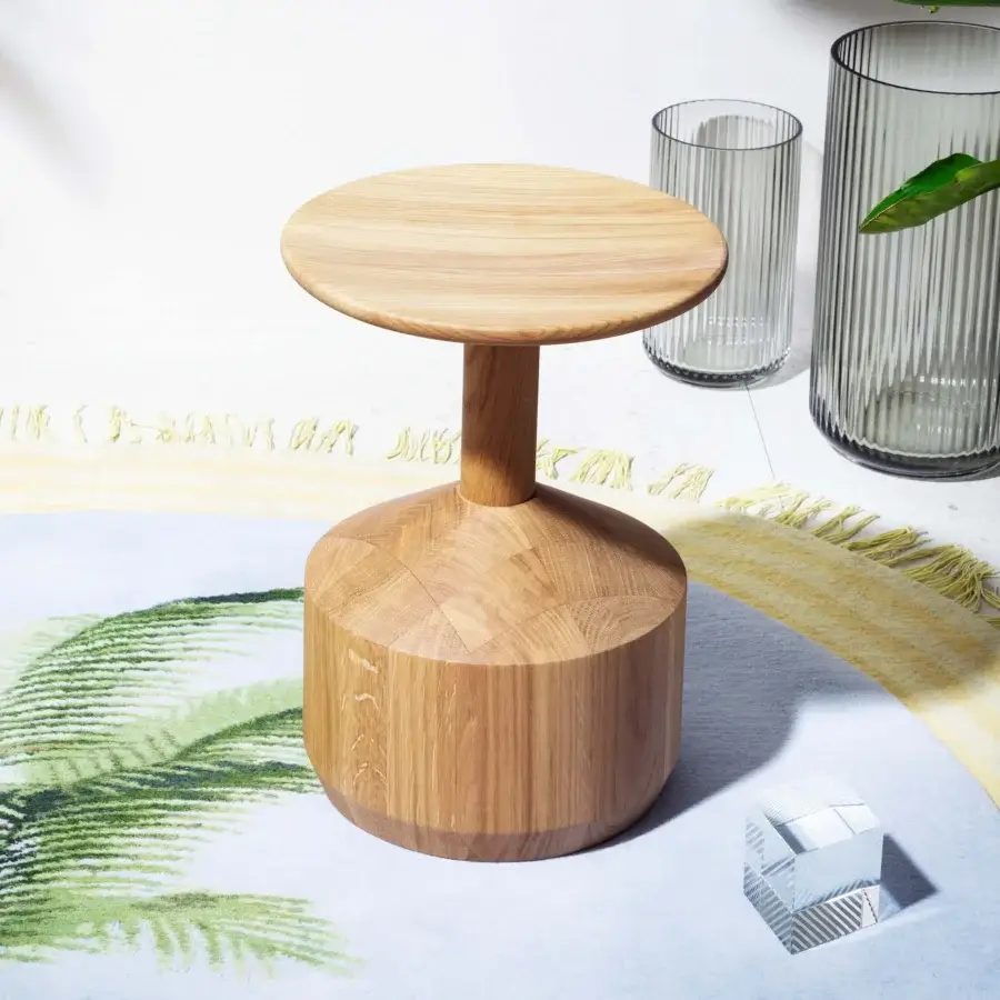 Exceptional Miniforms Pezzo stool crafted in Italy with solid oak and smooth light-toned wood grain