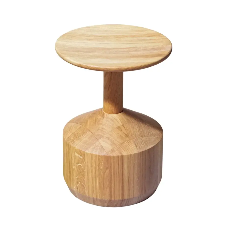 Exceptional Miniforms Pezzo stool crafted from solid oak with a patchwork base and matte finish