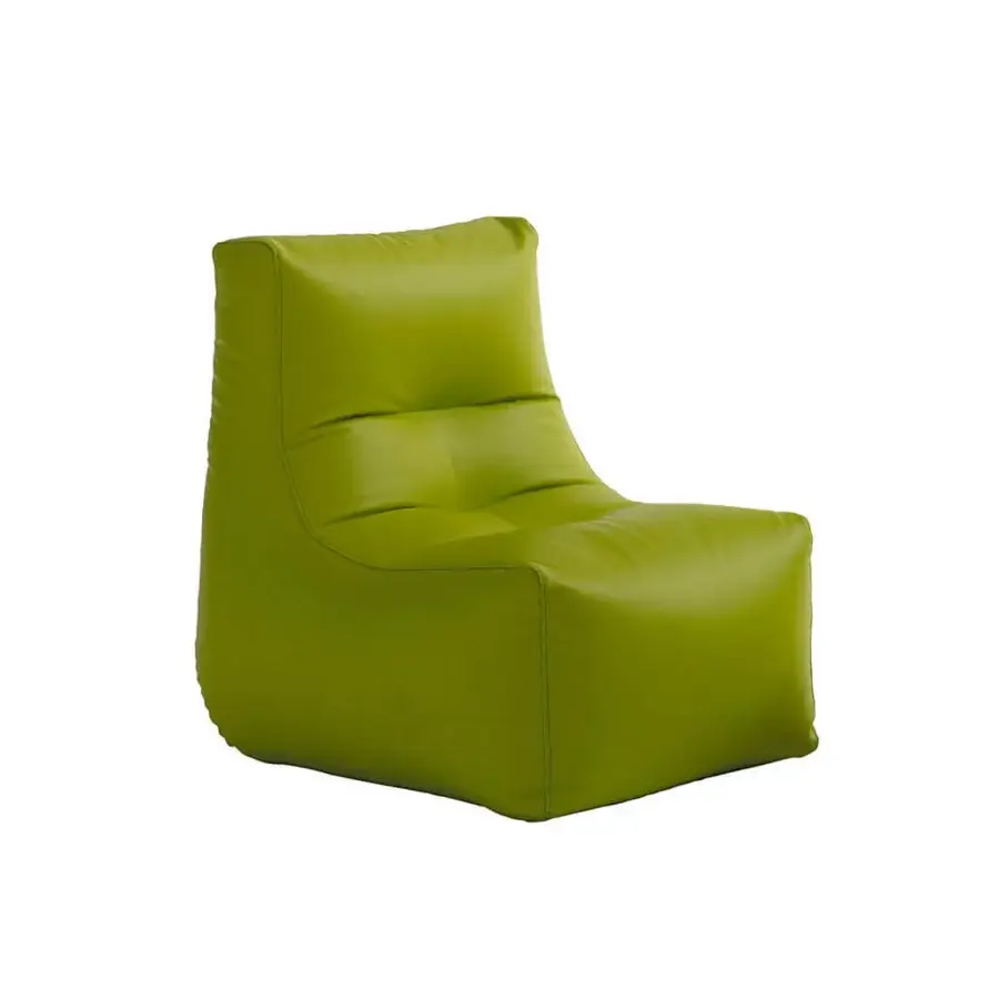 Distinguished Casamania Morfino lounge chair in expanded polystyrene balls with vibrant green leatherette upholstery