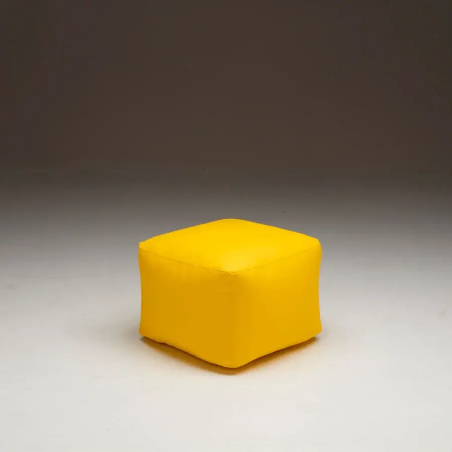 Captivating Casamania Morfino lounge chair in vibrant yellow leatherette presents a contemporary cube silhouette crafted for modern living spaces