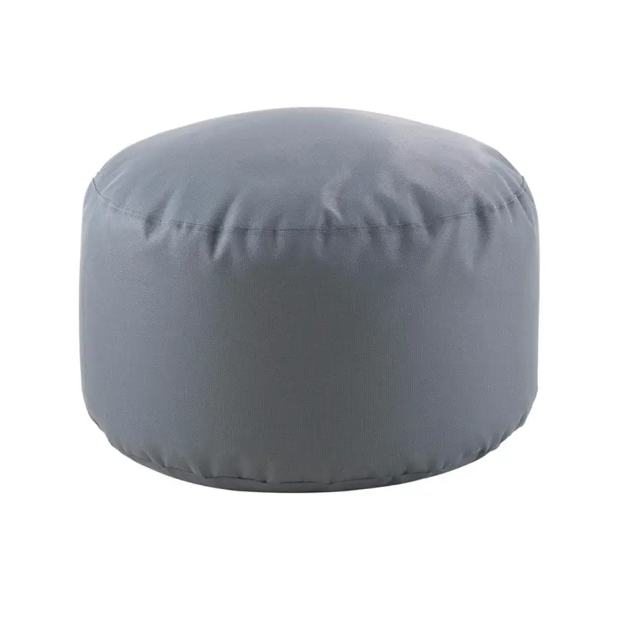Elegant Casamania Pollon ottoman with medium gray woven fabric and a matte finish embodies cylindrical form