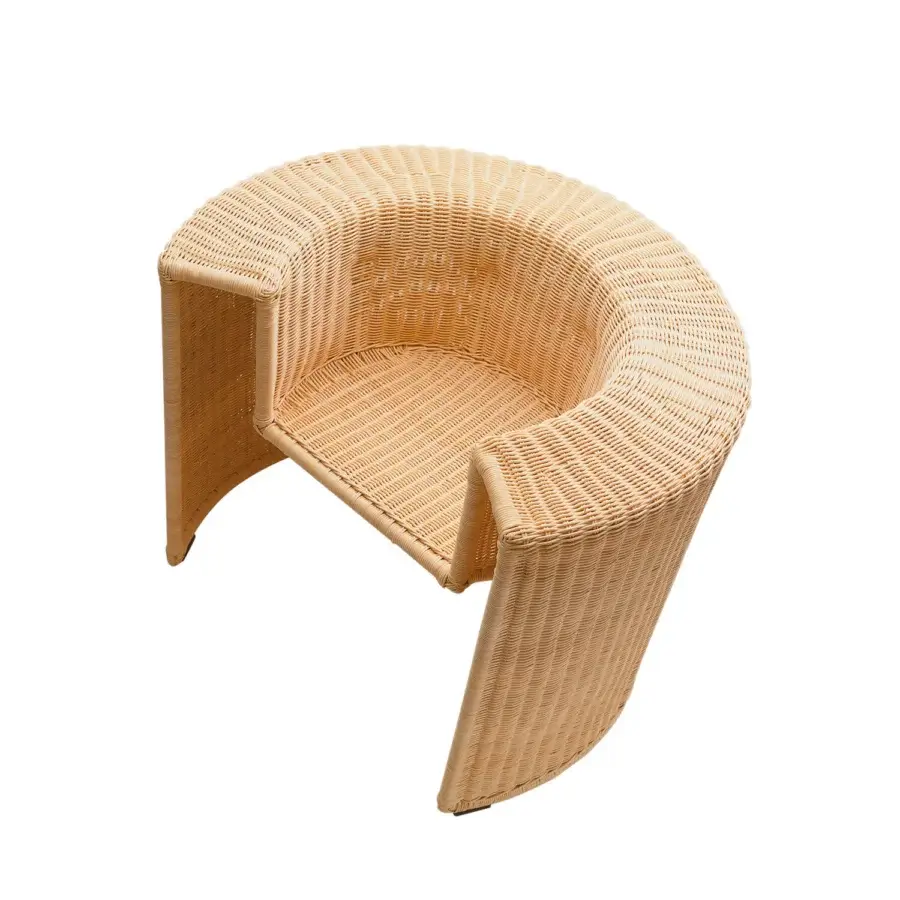 Distinguished Horm Charlotte lounge chair crafted with light beige handwoven natural wicker and uniform color finish