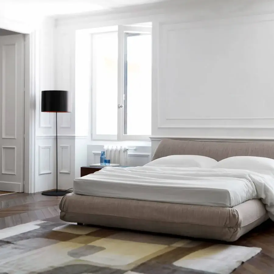 Distinguished Horm Anish nightstand crafted in Italy with integrated handles and smooth medium-toned brown wood finish
