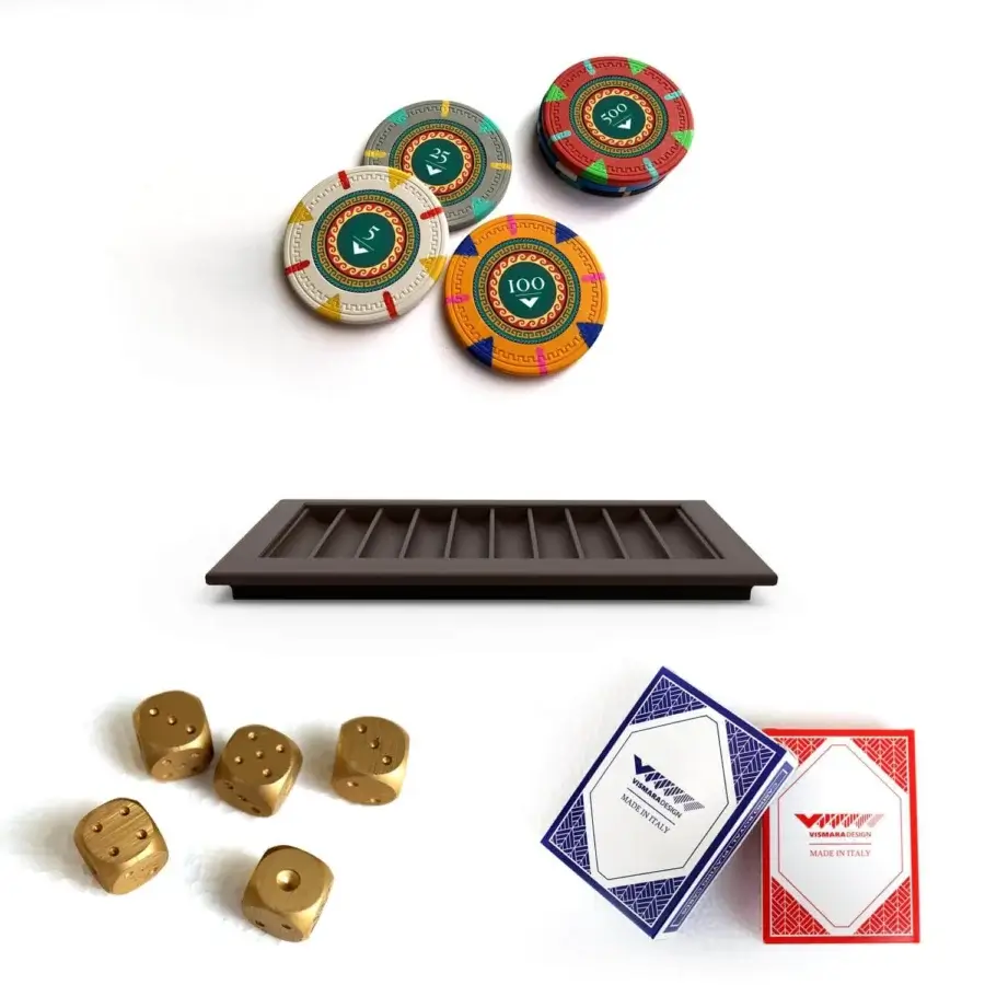 Distinguished Vismara Desire poker table with a dark brown lacquered chip rack crafted for unforgettable moments in luxurious game rooms