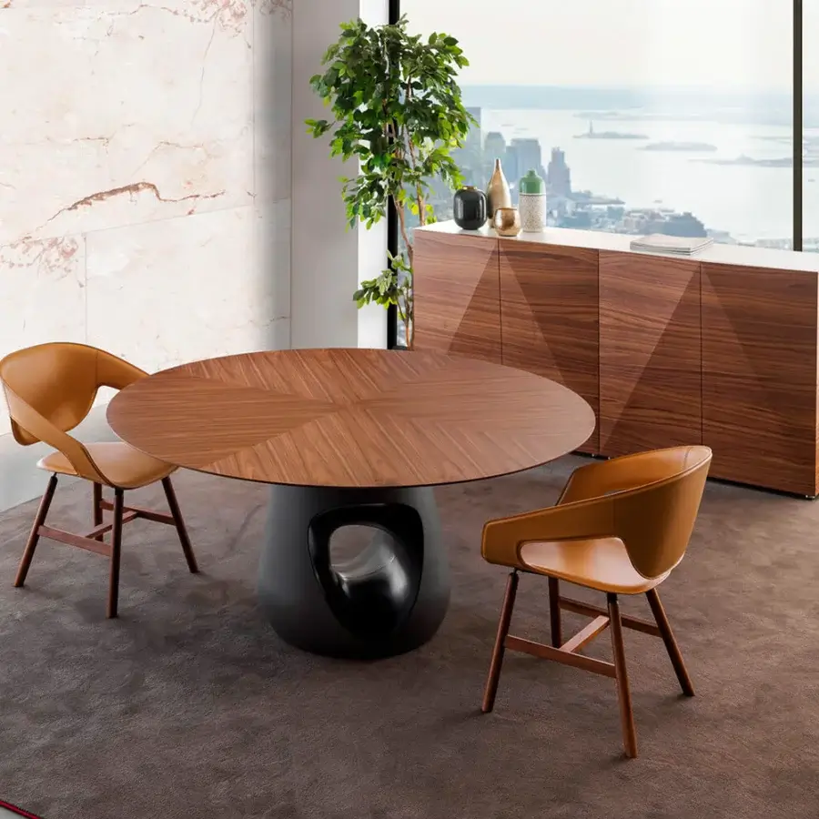 Distinguished Horm Not Riddled sideboard crafted in Italy with origami-like doors and a satin finish dark wood