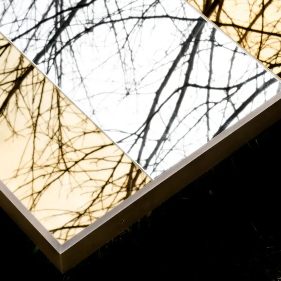 Distinguished Casa Casati Strip mirror crafted with antique gold and clear mirror stripes in a dark bronze metal finish
