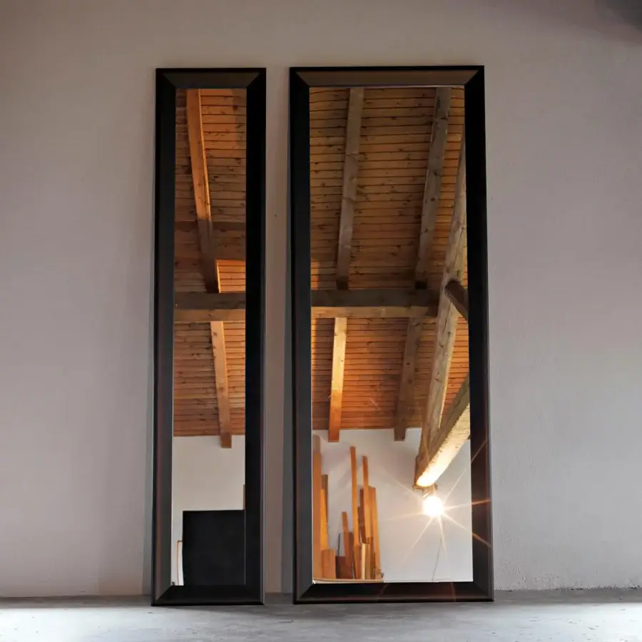 Superior Horm Yume Black mirror with tall rectangular design and black painted aluminum frame