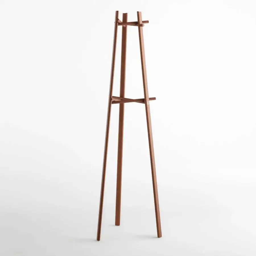 Distinguished Horm HCB coat stand crafted from solid water-stained beech wood with a uniform reddish-brown finish