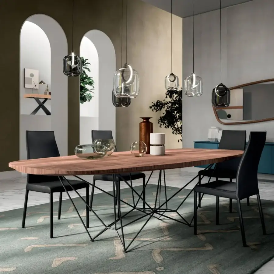 Superior Ozzio Italia Botticelle suspension lamp with a round metal body and blown glass diffuser in transparent tones with smoked elements