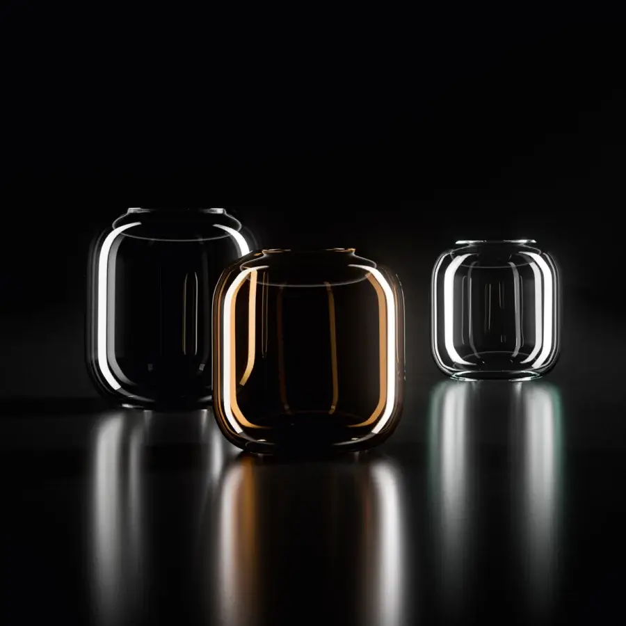 Superior Ozzio Italia Botticelle suspension lamp with black blown glass diffusers and glossy metal body
