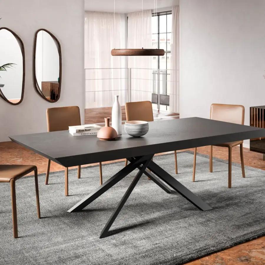 Superior Ozzio Italia Monza mirror with oval shape and dark brown wooden frame crafted in Italy