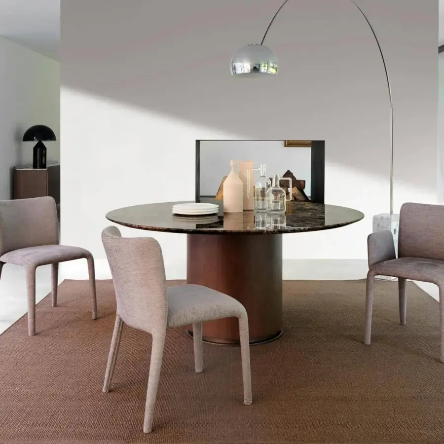 Distinguished Potocco Lars chair with light gray fabric upholstery and matte finish showcasing a curved silhouette