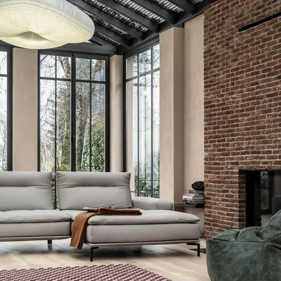 Superior Cierre1972 Carlton sectional with light gray textile upholstery and smooth matte finish