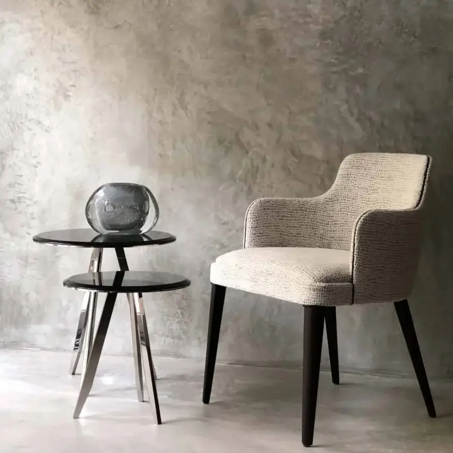 Exclusive Casa Casati Mirage side table with reflective black mirror tabletops and polished silver metal legs