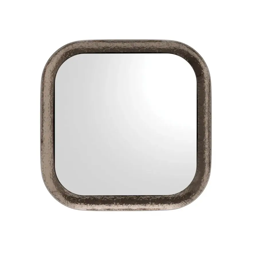 Elegant Ozzio Italia Raggio mirror with beveled etched glass and muted earthy bronze textured finish