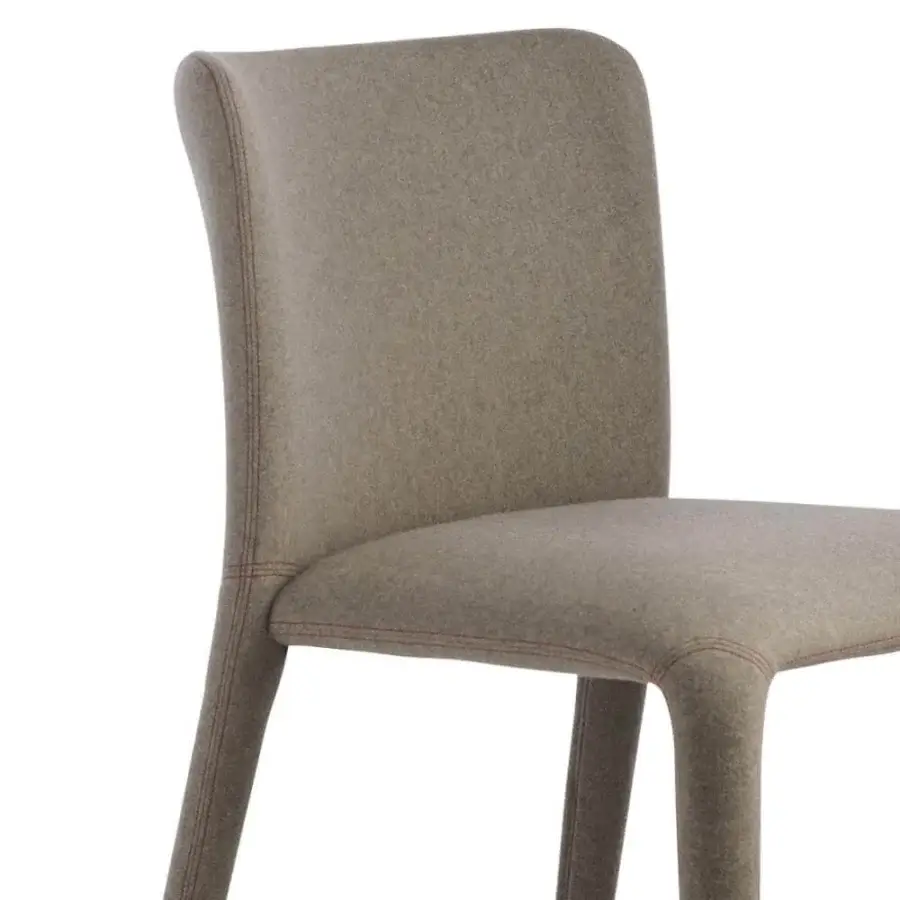 Superior Potocco Lars chair fully upholstered in tailored gray-brown fabric with sinuous legs and matte finish