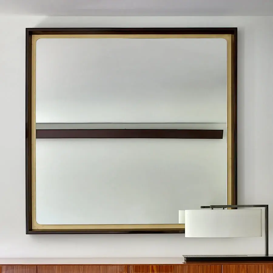Superior Casa Casati Splendo wall mirror with rounded corners, clear glass and glossy wood finish crafted in synthetic gold leaf
