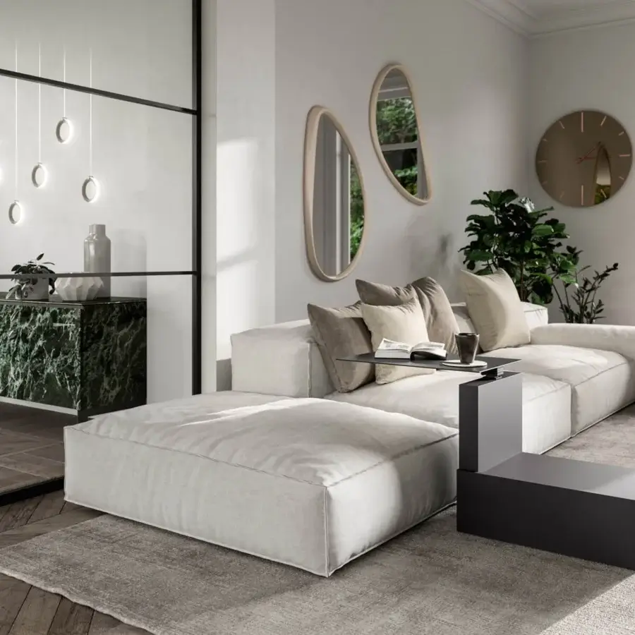 Exceptional Ozzio Italia Malibù side table crafted in dark gray metal with closed-pore lacquer and a rotating top