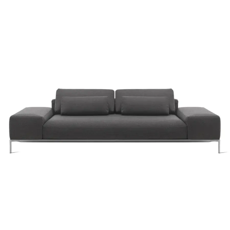 Superior Horm Dizzy sofa crafted with a medium gray textile and a light ecological aluminum frame with matte finish
