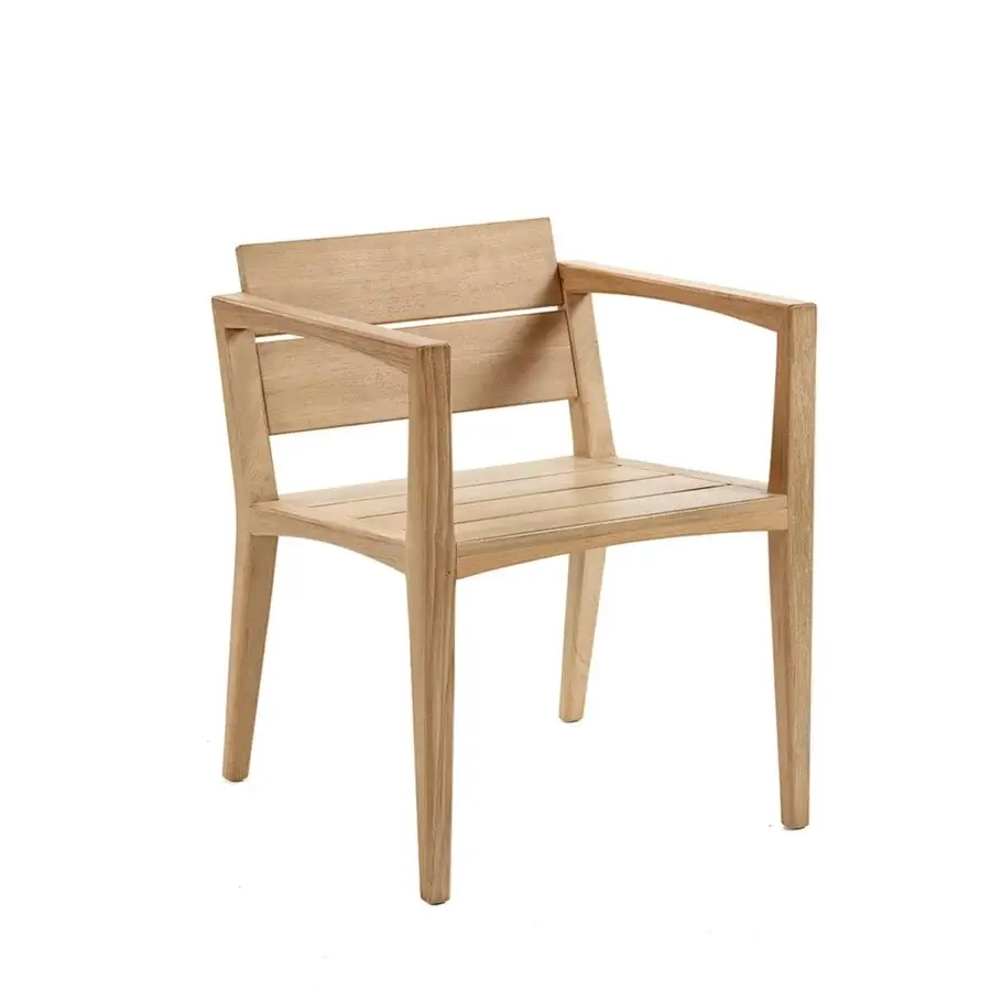 Distinguished Royal Botania Zenhit armchair with durable teak wood frame and available seat cushions in collection fabrics