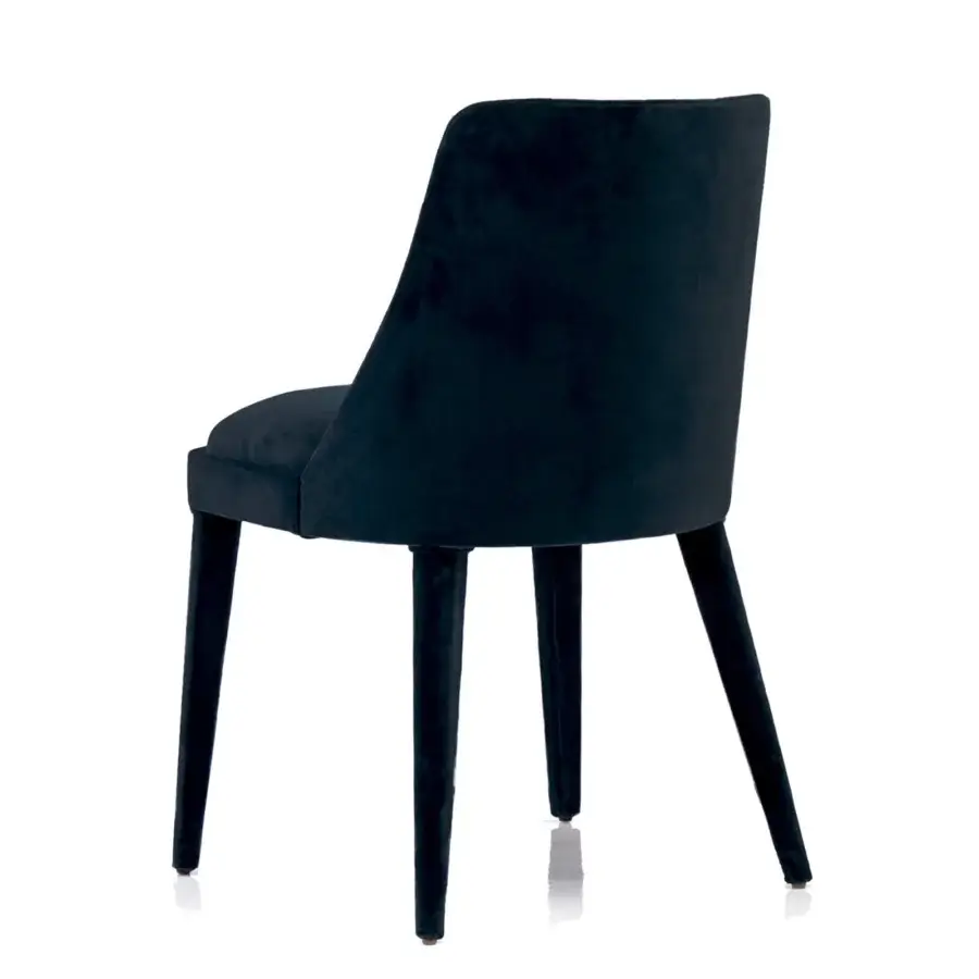 Exclusive Casa Casati Lola chair with dark navy matte textile upholstery and beech wood legs