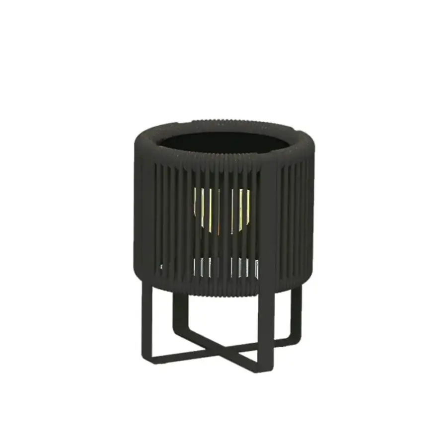 Distinguished Royal Botania Ropy table lamp with anthracite coated aluminum frame and bronze polyolefin rope lampshade