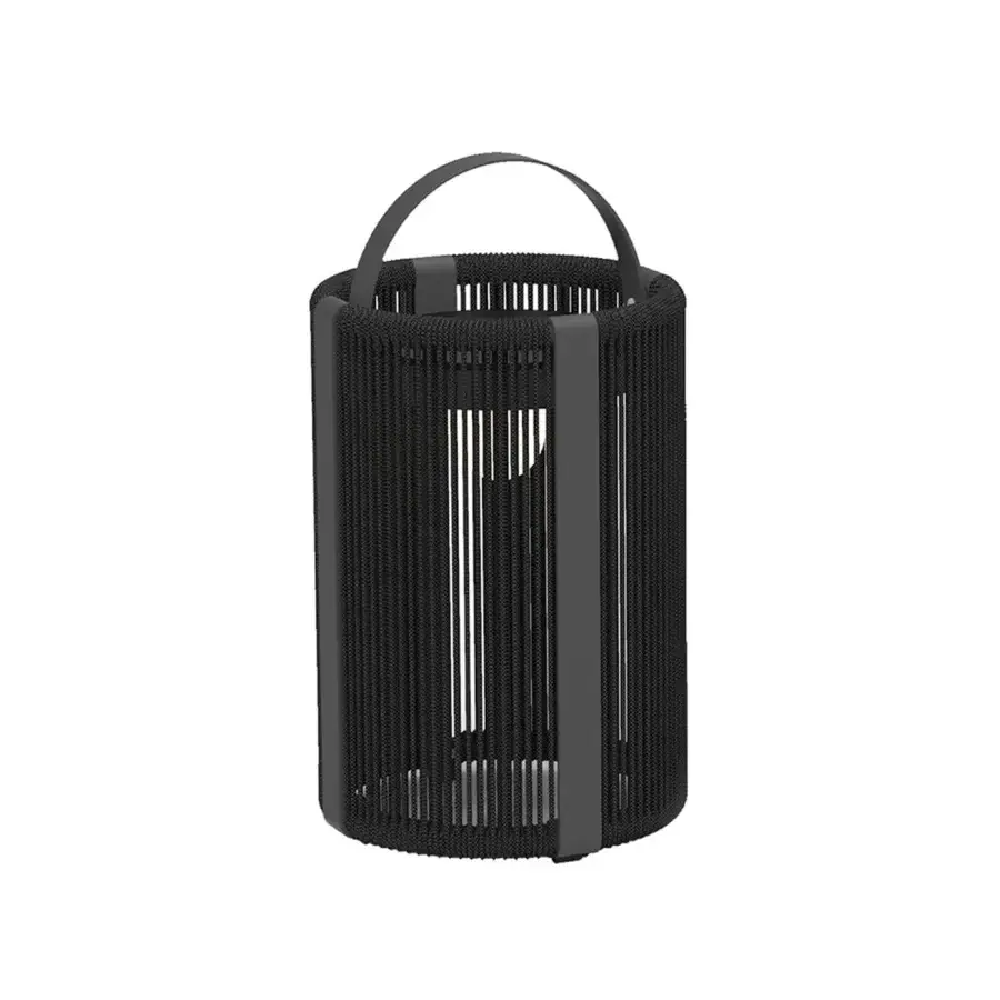 Exclusive Royal Botania Ropy floor lamp with woven black polyolefin rope lampshade and anthracite aluminum frame