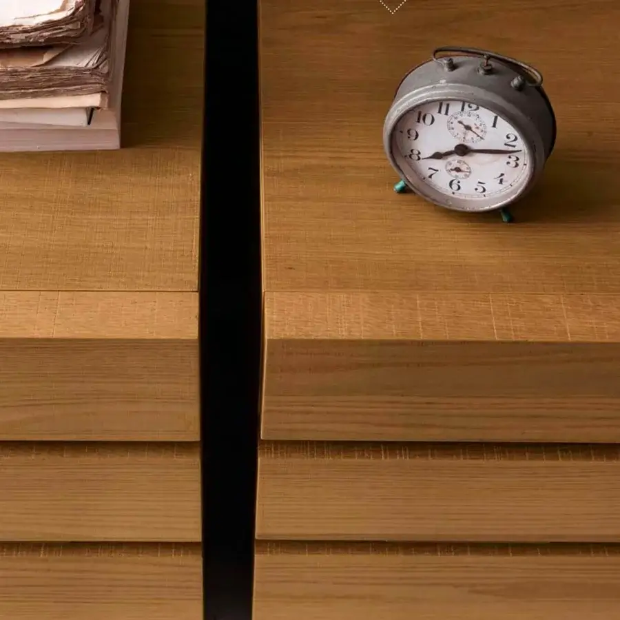 Superior Presotto Club nightstand crafted from wood particle board with wood veneer finish exhibiting clean lines