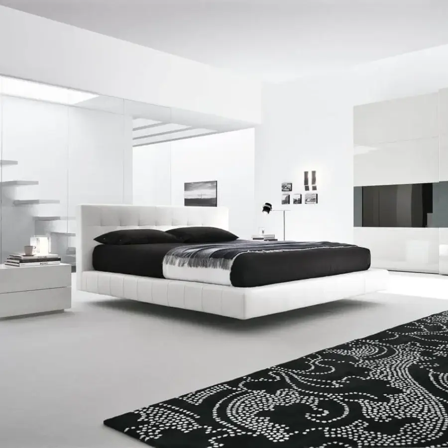 Superior Presotto Elle nightstand with gloss lacquer and seamless two-drawer design in pristine white