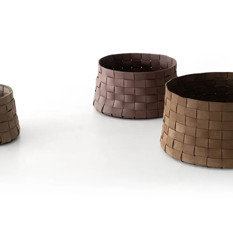 Superior Cierre1972 Dama basket with woven leather structure in chocolate brown and matte finish