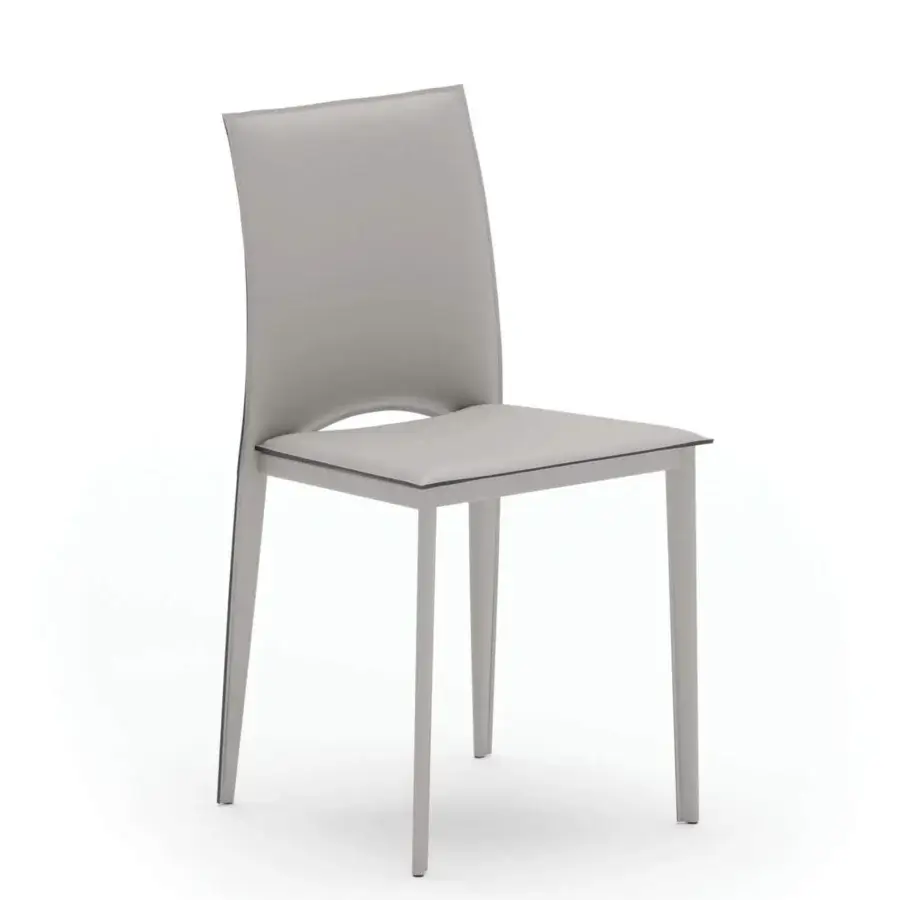 Distinguished Ozzio Italia Viva chair crafted in light gray monometric coating with a gently curved backrest and matte finish