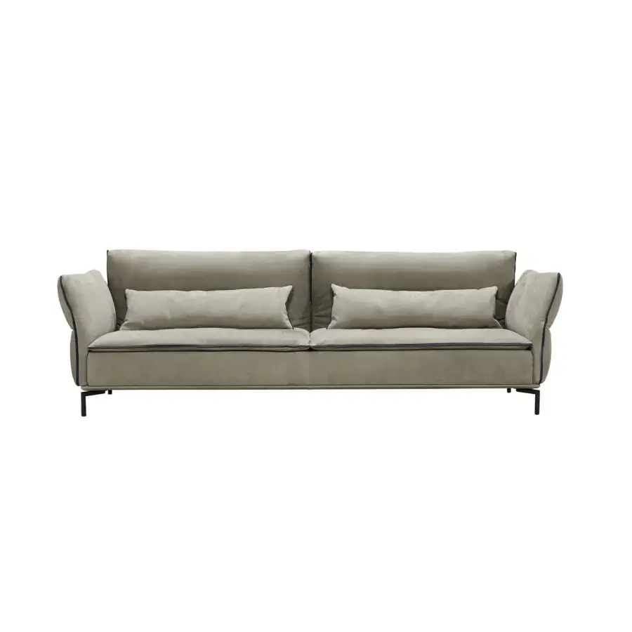 Elegant Cierre1972 Simply sofa with neutral beige textile upholstery and quilted armrests featuring adjustable backrests