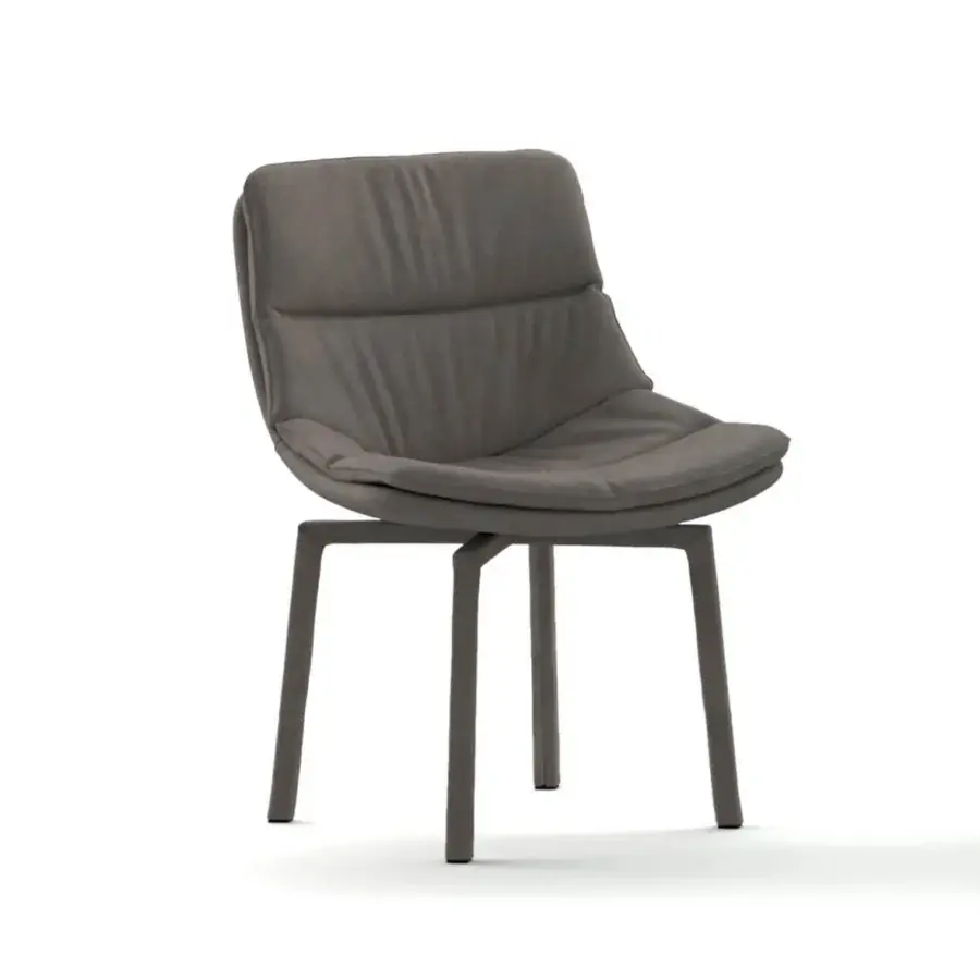 Exceptional Ozzio Italia Selena - Siria chair with soft seat and matte grey textile upholstery built with rectangular metal legs
