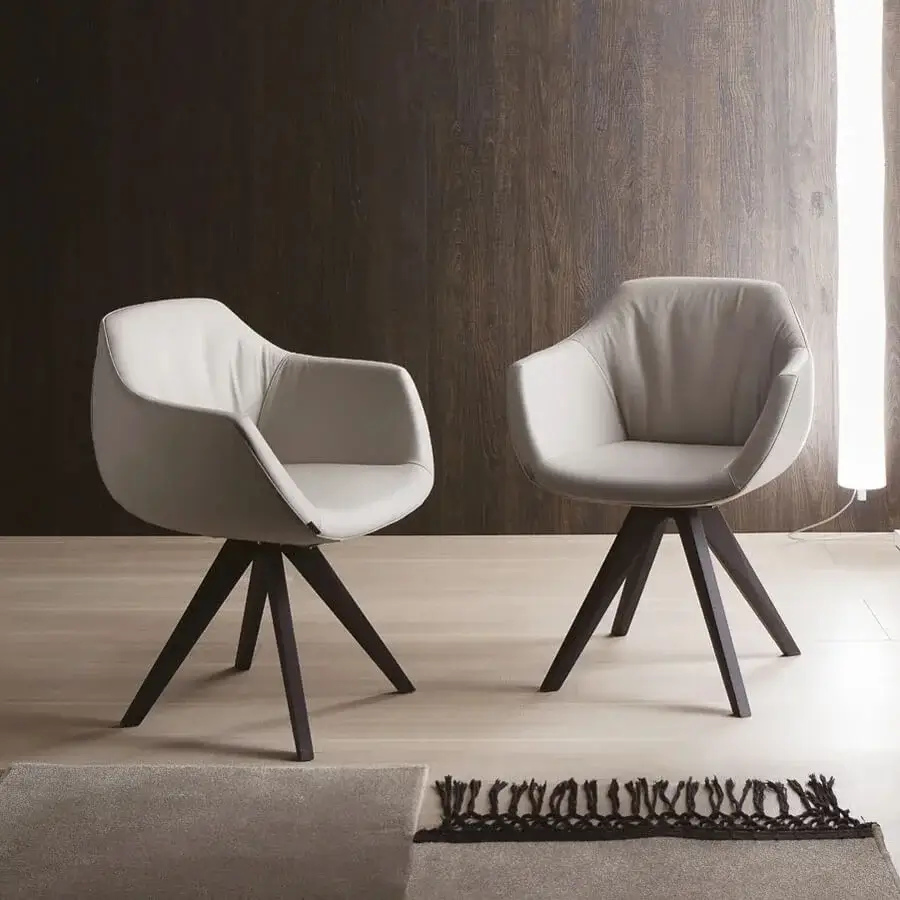 Superior Ozzio Italia Delia - Halia armchair with light gray textile upholstery and matte finish