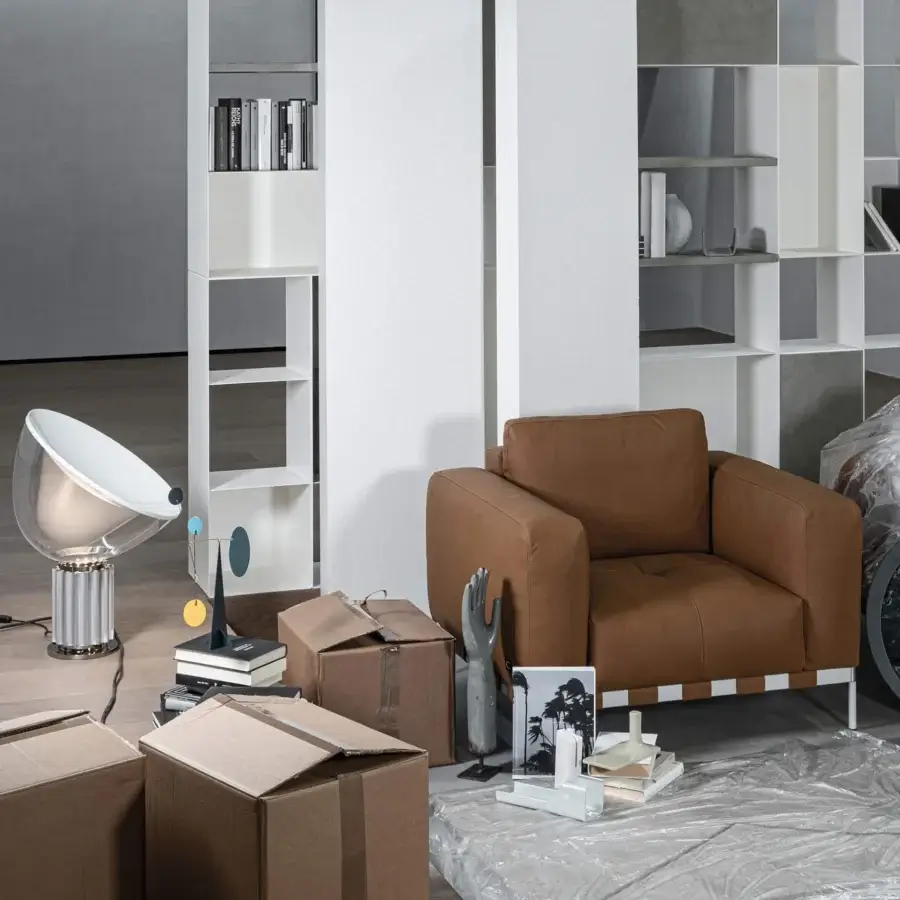 Captivating Cierre1972 Oscar lounge chair in smooth medium brown leather with striped white and brown leather bands