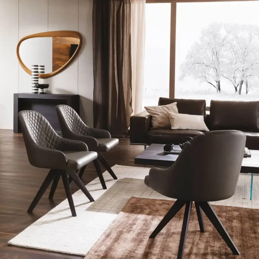 Distinguished Ozzio Italia Olimpia - Gilda armchair upholstered in dark brown with quilted diamond pattern finish