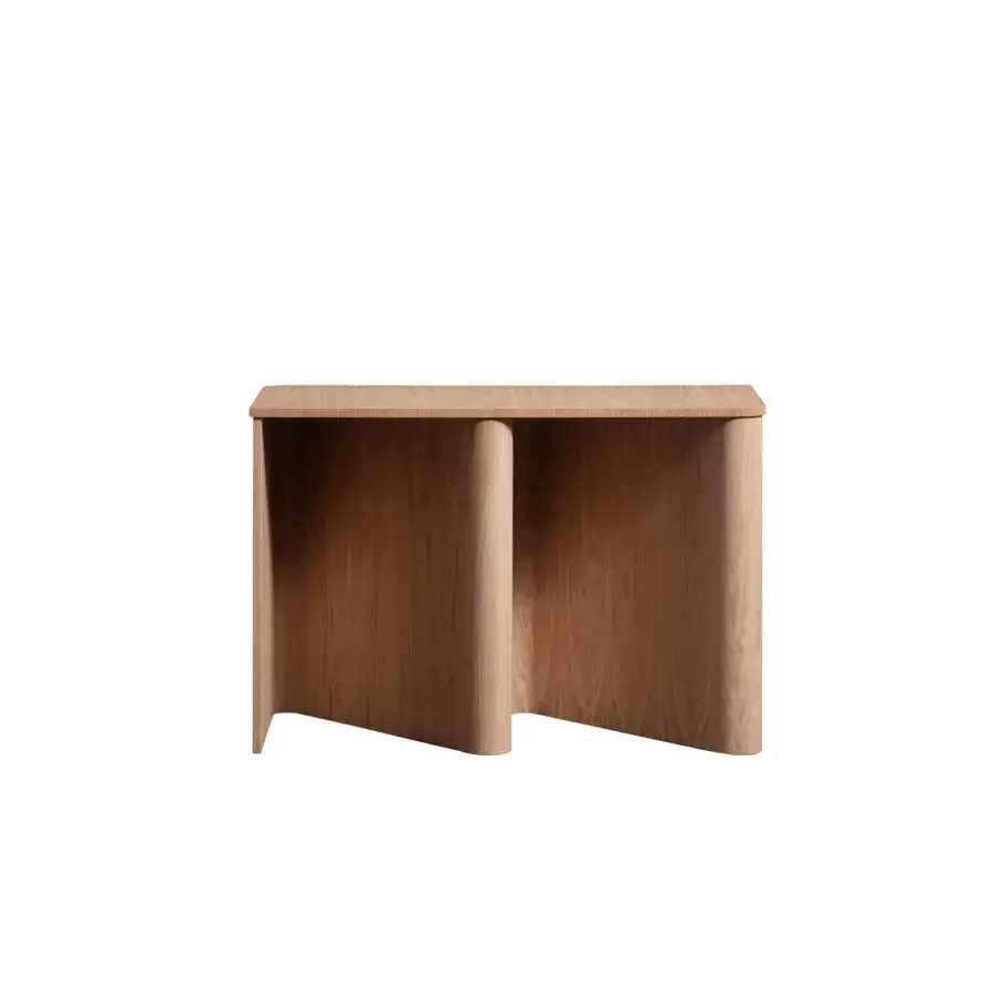 Exceptional Miniforms Nami console desk in light natural wood showcases a bent wood base with clean curved lines