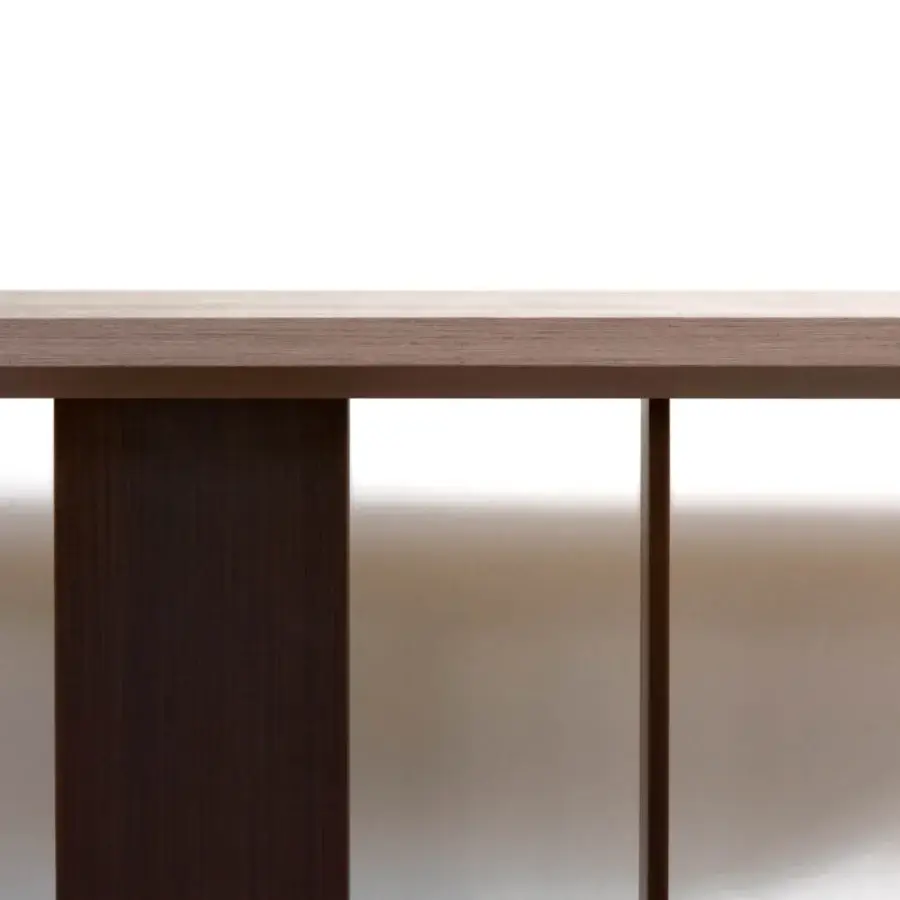Exceptional Casa Casati Berlino console with light brown wood and dark brown support built in Italy with a matte finish