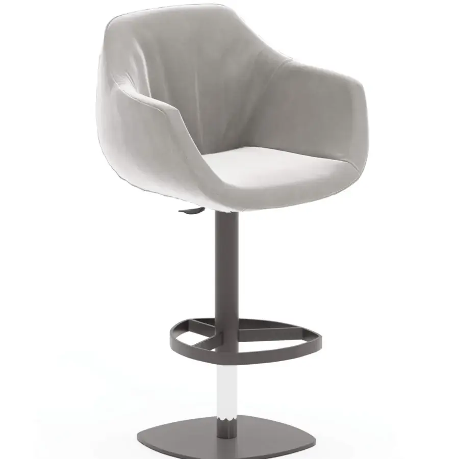 Distinguished Ozzio Italia Piquet - Nemo - Boris stool in light gray textile with swivel gas lift and metal base