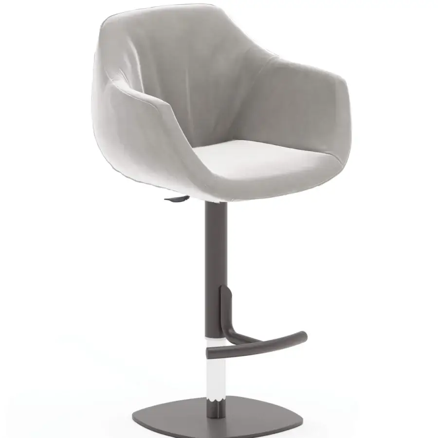 Elegant Ozzio Italia Piquet - Nemo - Boris stool with light gray textile and dark gray metal base