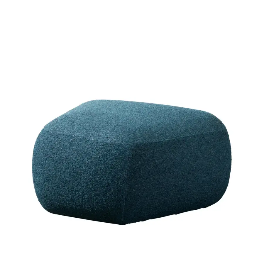 Distinguished Miniforms Botera ottoman crafted in Italian textile with a contemporary design and textured teal and dark blue upholstery