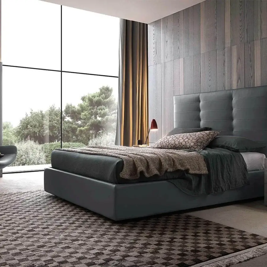 Distinguished Presotto Wing nightstand with gray matte lacquered MDF and subtly grooved drawers crafted in Italy